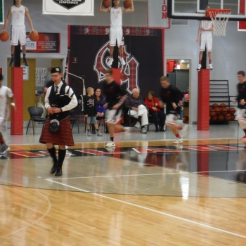 Michael Buchert playing at basketball game